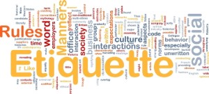 Background concept wordcloud illustration of etiquette